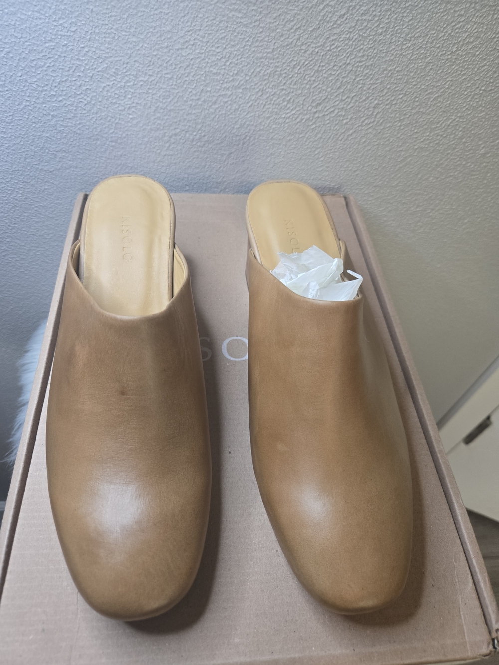 Nisolo All Day Womens Tan Leather Block Heel Mules Sz 8.5 New Flawed Ret $170 - Picture 3 of 12